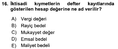 Vergi Usul Hukuku 2016-2017 Dönem Sonu Sınavı - 16. soru