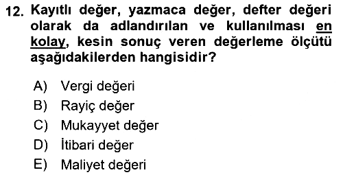 Vergi Usul Hukuku 2021-2022 Dönem Sonu Sınavı - 12. soru