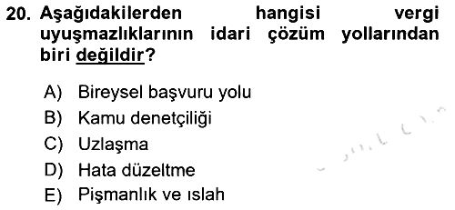 Vergi Usul Hukuku 2021-2022 Dönem Sonu Sınavı - 20. soru