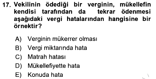 Vergi Usul Hukuku 2023-2024 Dönem Sonu Sınavı - 17. soru