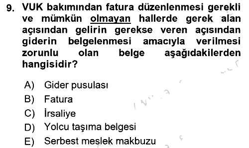 Vergi Usul Hukuku 2020-2021 Yaz Okulu Sınavı - 9. soru