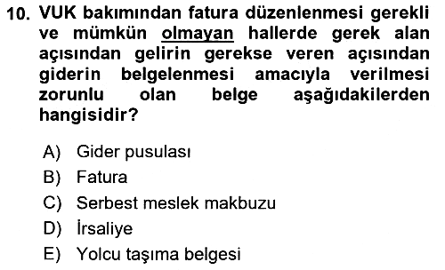 Vergi Usul Hukuku 2023-2024 Yaz Okulu Sınavı - 10. soru