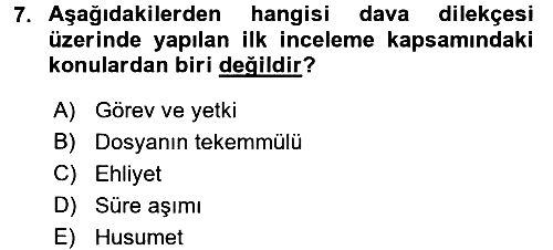 Vergi Yargılaması Hukuku 2017-2018 3 Ders Sınavı - 7. soru