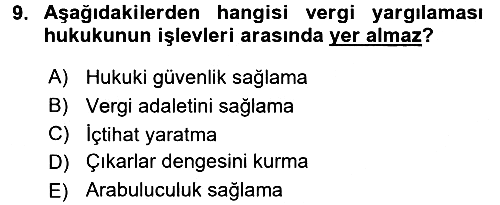 Vergi Yargılaması Hukuku 2015-2016 Ara Sınav - 9. soru