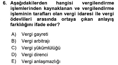 Vergi Yargılaması Hukuku 2016-2017 Ara Sınav - 6. soru