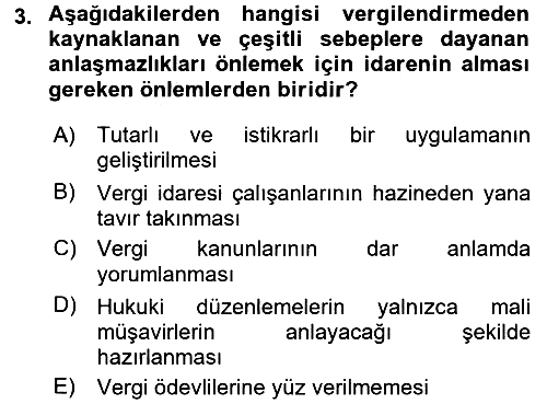 Vergi Yargılaması Hukuku 2017-2018 Ara Sınav - 3. soru