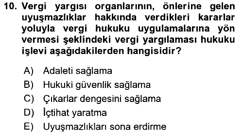 Vergi Yargılaması Hukuku 2017-2018 Ara Sınav - 10. soru