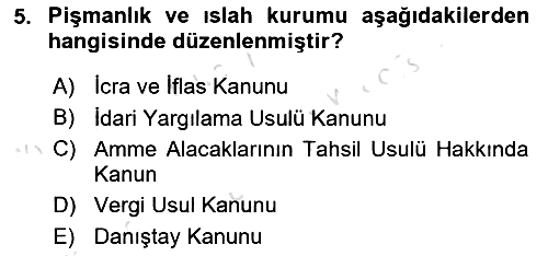 Vergi Yargılaması Hukuku 2024-2025 Ara Sınav - 5. soru
