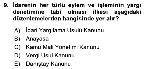 Vergi Yargılaması Hukuku 2025-2026 Ara Sınav - 9. soru