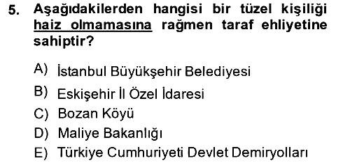Vergi Yargılaması Hukuku 2013-2014 Dönem Sonu Sınavı - 5. soru