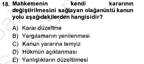 Vergi Yargılaması Hukuku 2013-2014 Dönem Sonu Sınavı - 18. soru