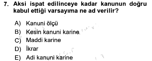 Vergi Yargılaması Hukuku 2015-2016 Dönem Sonu Sınavı - 7. soru