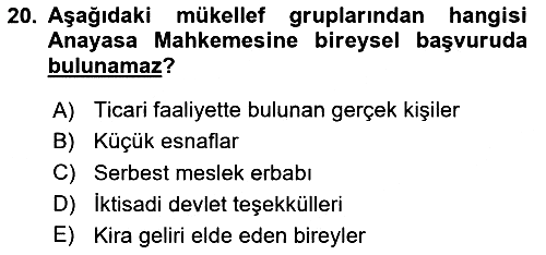 Vergi Yargılaması Hukuku 2024-2025 Dönem Sonu Sınavı - 20. soru