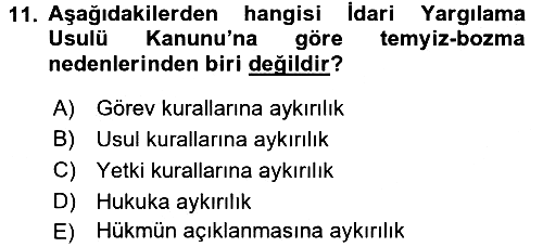 Vergi Yargılaması Hukuku 2015-2016 Tek Ders Sınavı - 11. soru