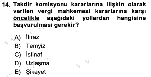 Vergi Yargılaması Hukuku 2022-2023 Yaz Okulu Sınavı - 14. soru