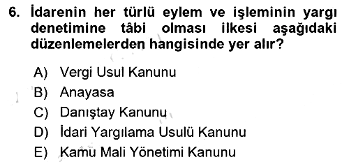 Vergi Yargılaması Hukuku 2023-2024 Yaz Okulu Sınavı - 6. soru