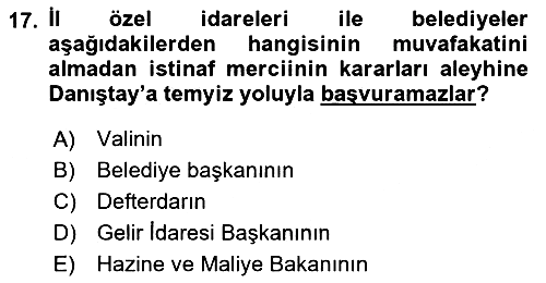 Vergi Yargılaması Hukuku 2023-2024 Yaz Okulu Sınavı - 17. soru
