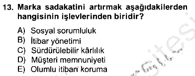 Marka İletişim Kampanyaları 2012-2013 Ara Sınav - 13. soru