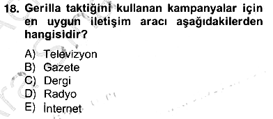 Marka İletişim Kampanyaları 2012-2013 Ara Sınav - 18. soru