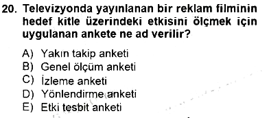 Marka İletişim Kampanyaları 2014-2015 Ara Sınav - 20. soru
