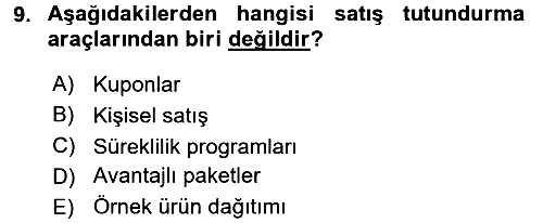 Marka İletişim Kampanyaları 2016-2017 Ara Sınav - 9. soru