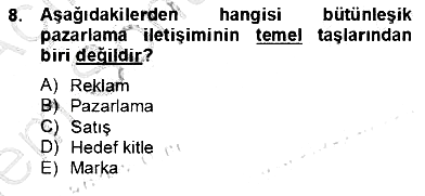 Marka İletişim Kampanyaları 2012-2013 Dönem Sonu Sınavı - 8. soru