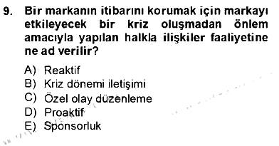 Marka İletişim Kampanyaları 2012-2013 Dönem Sonu Sınavı - 9. soru