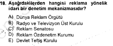 Marka İletişim Kampanyaları 2012-2013 Dönem Sonu Sınavı - 18. soru