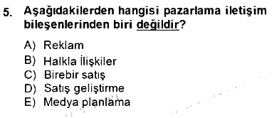 Marka İletişim Kampanyaları 2014-2015 Dönem Sonu Sınavı - 5. soru