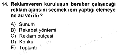Marka İletişim Kampanyaları 2014-2015 Dönem Sonu Sınavı - 14. soru