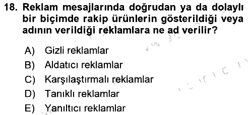 Marka İletişim Kampanyaları 2024-2025 Dönem Sonu Sınavı - 18. soru