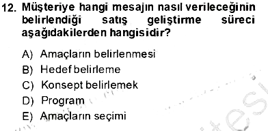 Marka İletişim Kampanyaları 2013-2014 Tek Ders Sınavı - 12. soru