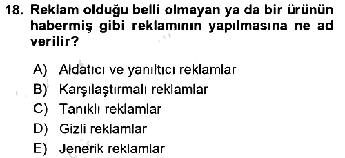 Marka İletişim Kampanyaları 2021-2022 Yaz Okulu Sınavı - 18. soru