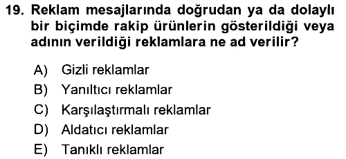 Marka İletişim Kampanyaları 2024-2025 Yaz Okulu Sınavı - 19. soru