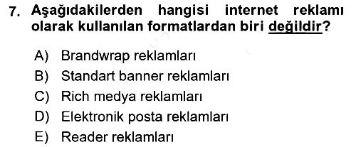 Marka İletişiminde Analiz Ve Araştırma 1 2018-2019 Dönem Sonu Sınavı - 7. soru