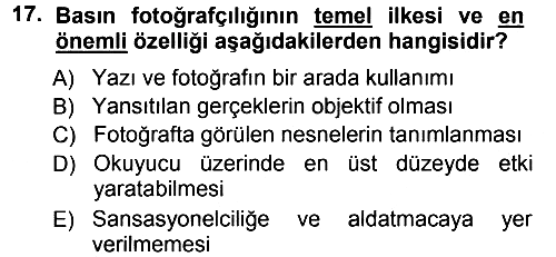 Basın Fotoğrafçılığı 2012-2013 Ara Sınav - 17. soru