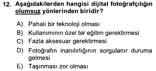 Basın Fotoğrafçılığı 2015-2016 Ara Sınav - 12. soru