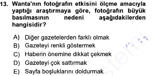 Basın Fotoğrafçılığı 2015-2016 Ara Sınav - 13. soru
