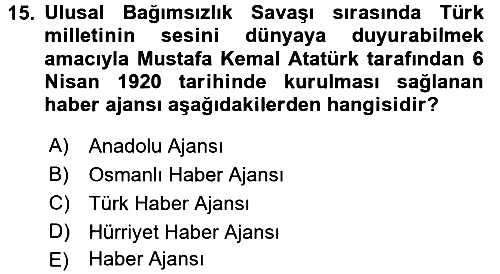 Basın Fotoğrafçılığı 2017-2018 Ara Sınav - 15. soru