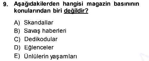 Basın Fotoğrafçılığı 2013-2014 Dönem Sonu Sınavı - 9. soru