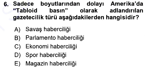 Basın Fotoğrafçılığı 2015-2016 Dönem Sonu Sınavı - 6. soru