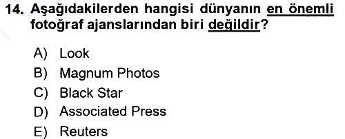 Basın Fotoğrafçılığı 2015-2016 Dönem Sonu Sınavı - 14. soru
