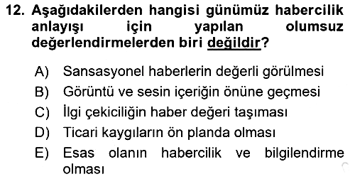 Basın Fotoğrafçılığı 2019-2020 Dönem Sonu Sınavı - 12. soru