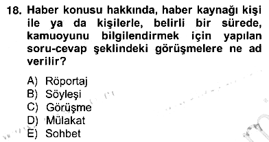 Haber Toplama Teknikleri 2012-2013 Ara Sınav - 18. soru
