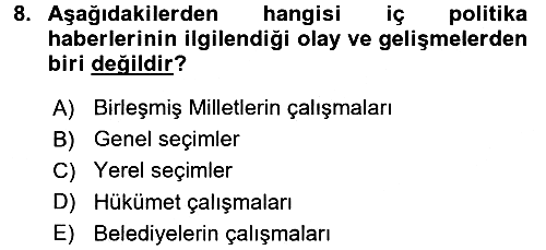 Haber Türleri 2016-2017 3 Ders Sınavı - 8. soru