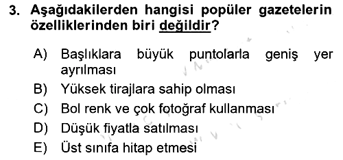Haber Türleri 2018-2019 3 Ders Sınavı - 3. soru