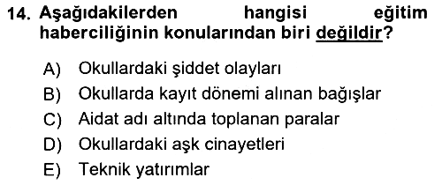 Haber Türleri 2018-2019 3 Ders Sınavı - 14. soru