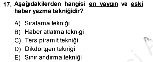 Haber Türleri 2013-2014 Ara Sınav - 17. soru