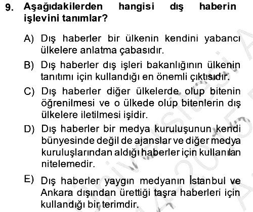 Haber Türleri 2014-2015 Ara Sınav - 9. soru