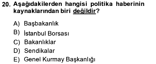 Haber Türleri 2014-2015 Ara Sınav - 20. soru